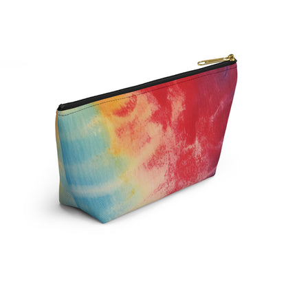 Rainbow Tie-Dye Denim: Vibrant Multi-Color, Fabric Design Spectacle - Accessory Pouch w T-bottom