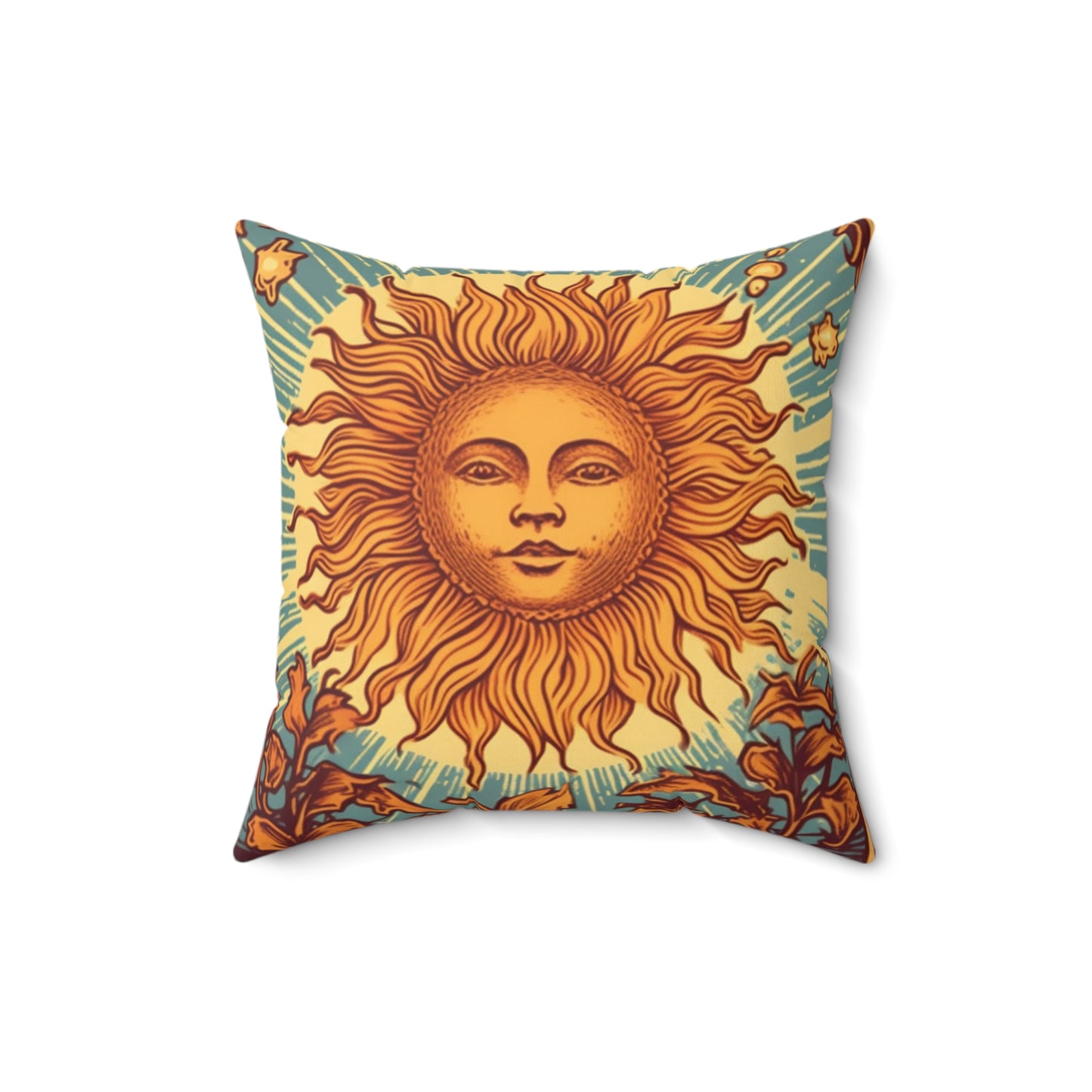 Sun Tarot Card Symbol of Growth, Life, and Radiance - Spun Polyester Square Pillow