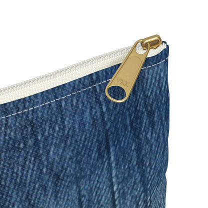 Indigo Splash: Washed Denim Reverie in Deep Blue - Accessory Pouch