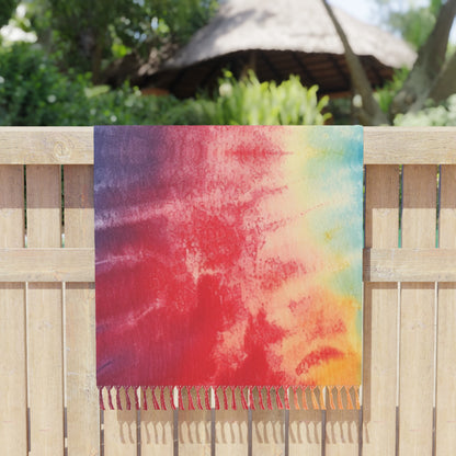 Rainbow Tie-Dye Denim: Vibrant Multi-Color, Fabric Design Spectacle - Boho Beach Cloth