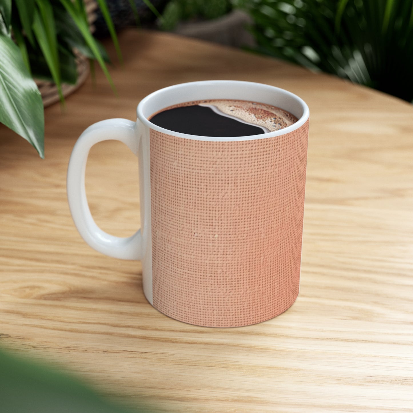 Soft Pink-Orange Peach: Denim-Inspired, Lush Fabric - Ceramic Mug 11oz