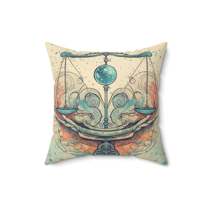 Libra Zodiac - Astrology Sign Street Art Equilibrium in Pastels - Spun Polyester Square Pillow