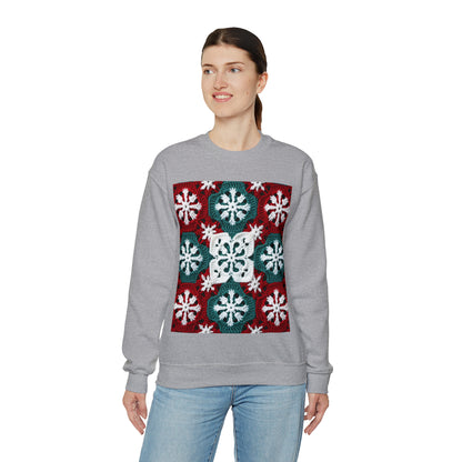 Christmas Snowflake Crochet, Festive Yuletide, Winter Wonderland Craft, Ice Crystal, Holiday Decor, Seasonal Adornments - Unisex Heavy Blend™ Crewneck Sweatshirt