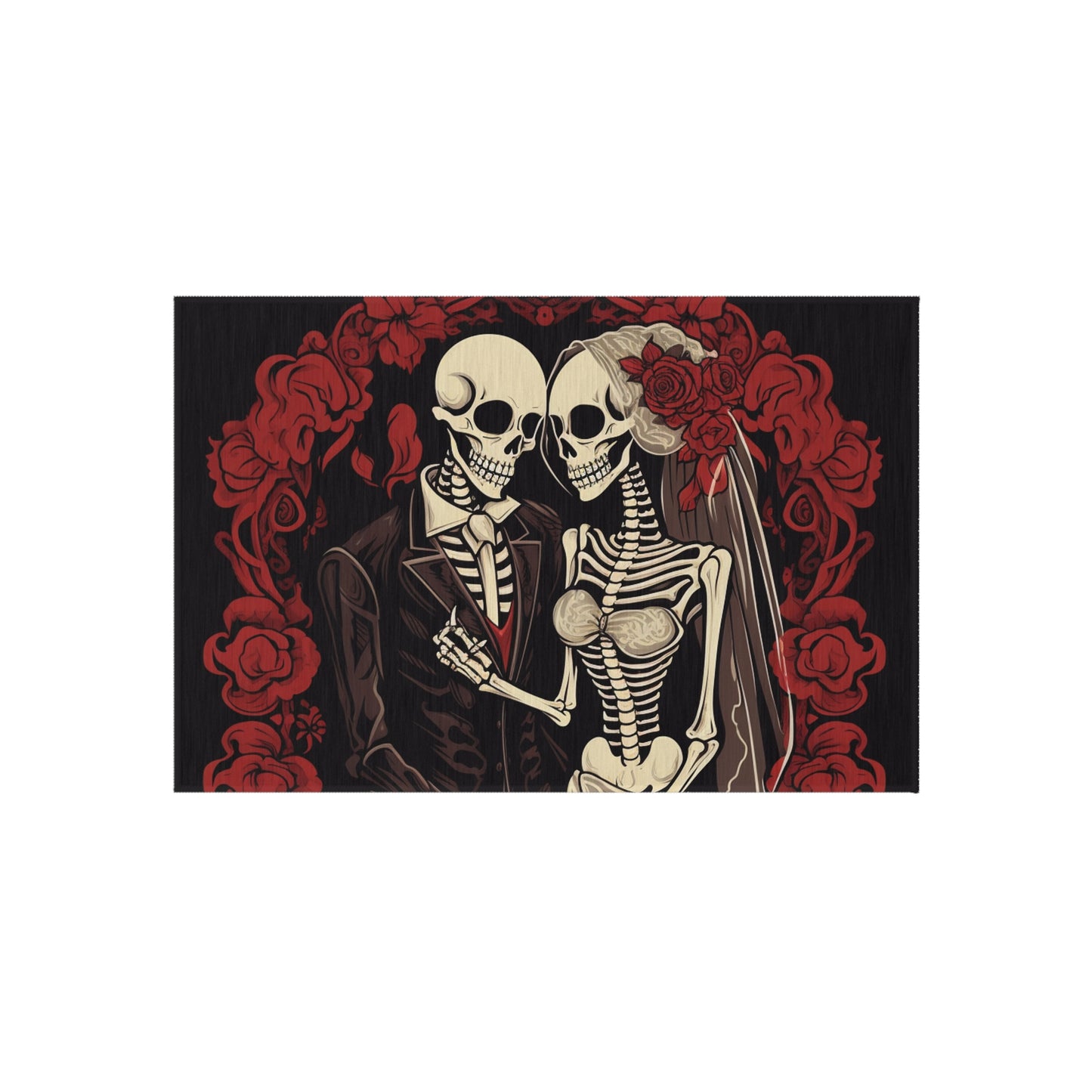 Halloween Wedding Bride & Groom Love - Holiday Festive - Outdoor Rug