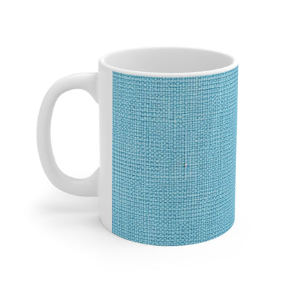 Bright Aqua Teal: Denim-Inspired Refreshing Blue Summer Fabric - Ceramic Mug 11oz