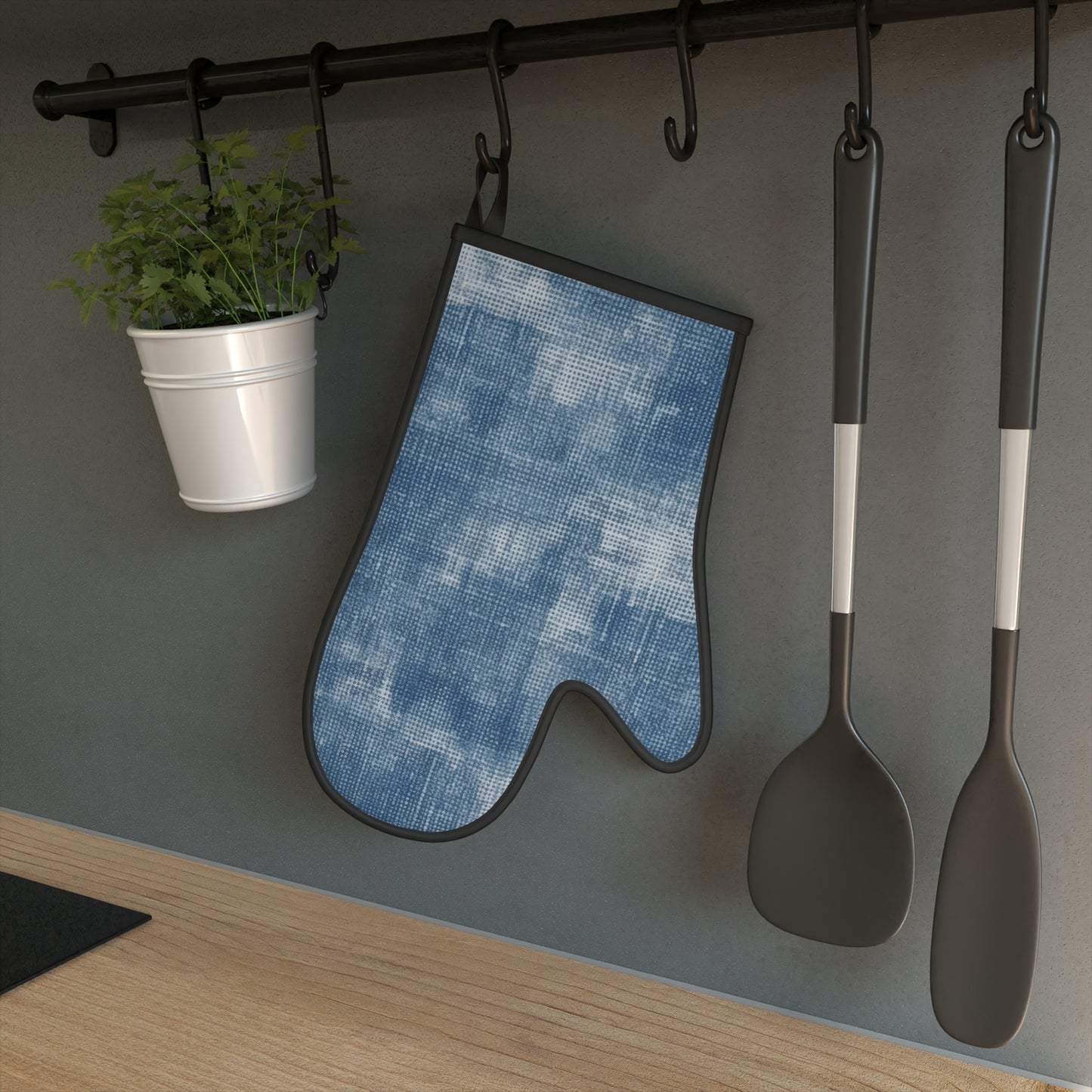 Faded Blue Washed-Out: Denim-Inspired, Style Fabric - Oven Glove