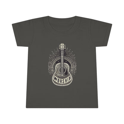 Worship Guitar - Psalm 95 Faith, Trendy Christian, Bible Verse, Religious - Toddler T-shirt