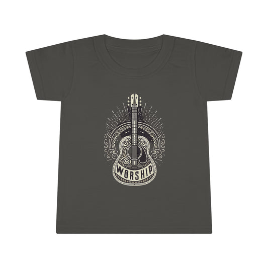 Worship Guitar - Psalm 95 Faith, Trendy Christian, Bible Verse, Religious - Toddler T-shirt