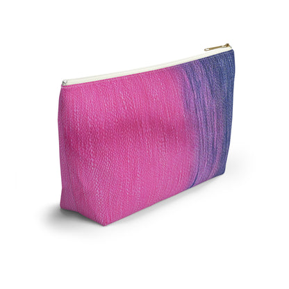 Dual Delight: Half-and-Half Pink & Blue Denim Daydream - Accessory Pouch w T-bottom