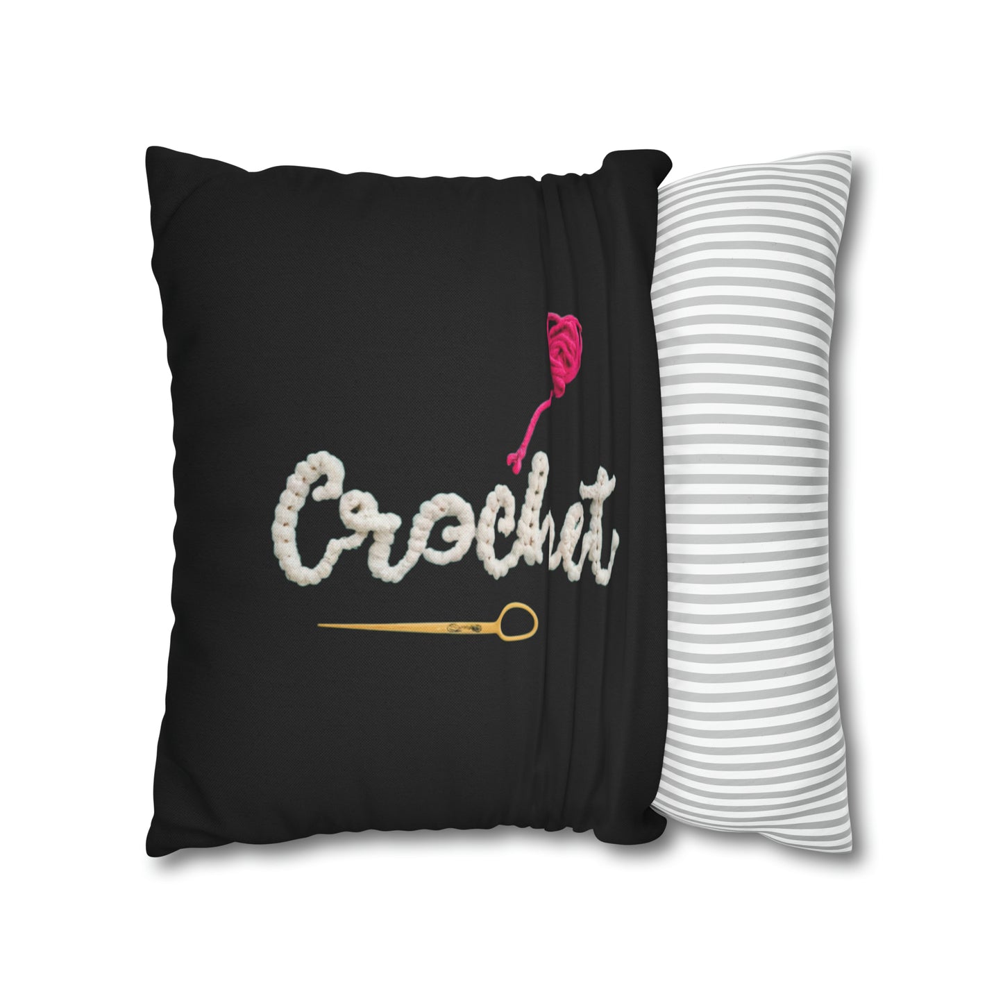 Crochet Love Gift - Heartfelt Fabric Fashion Collector Style - Spun Polyester Square Pillow Case