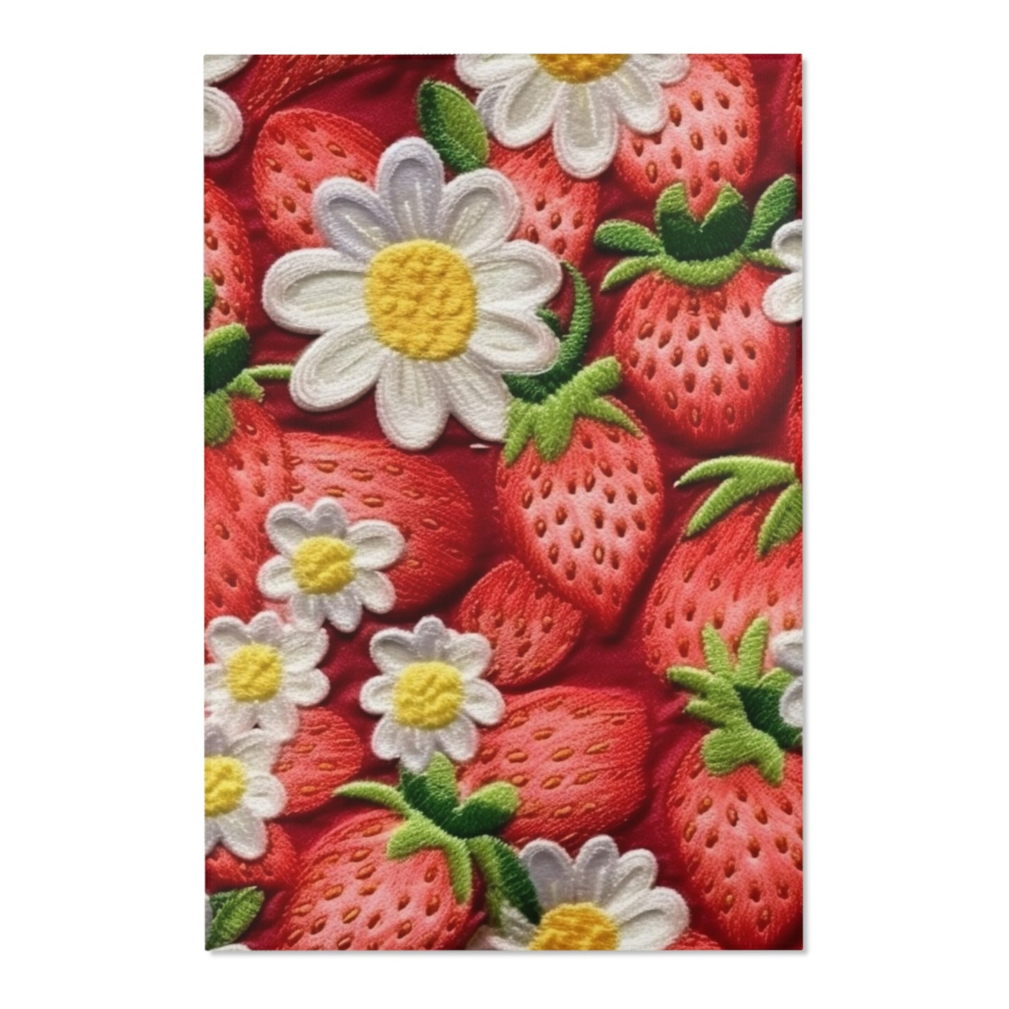 Strawberry Strawberries Embroidery Design - Fresh Pick Red Berry Sweet Fruit - Area Rugs