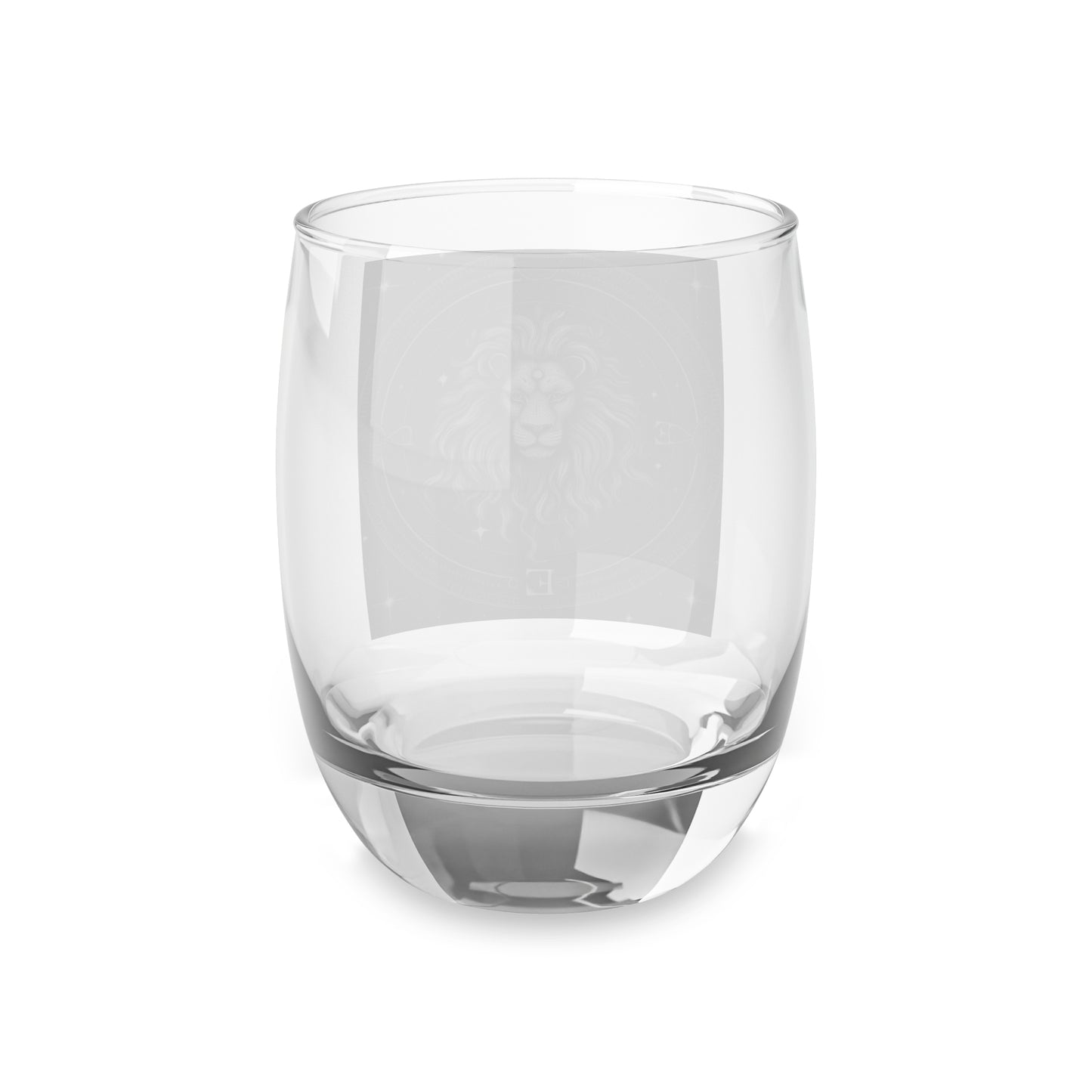 Vaso de whisky Leo Zodiac - Vidrio transparente resistente con base sólida - Diseño místico en blanco y negro