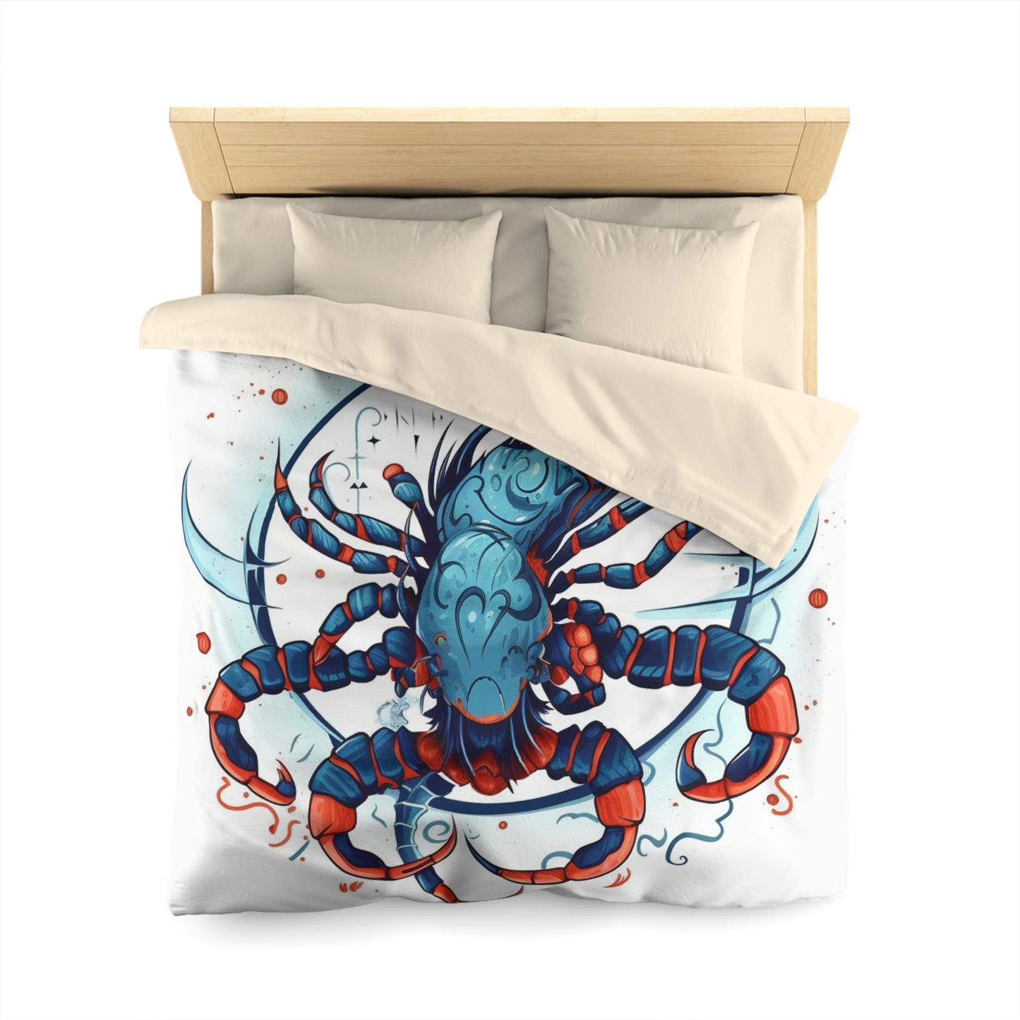 Cute Scorpio Zodiac Sign - Big Claws, Long Tail Cosmic Astrology Symbol - Microfiber Duvet Cover