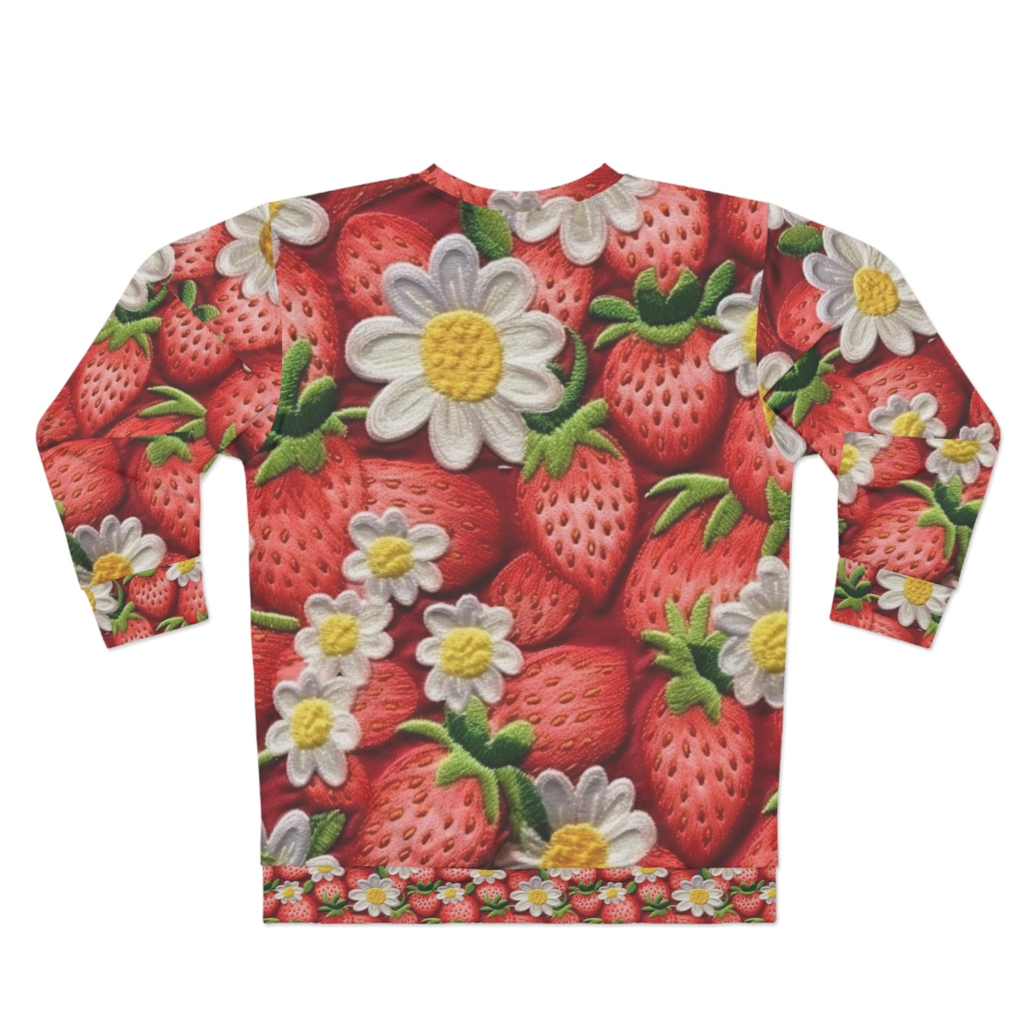 Diseño de bordado de fresas y fresas - Fruta dulce de bayas rojas frescas - Sudadera unisex (AOP) 