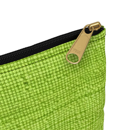 Lush Grass Neon Green: Denim-Inspired, Springtime Fabric Style - Accessory Pouch