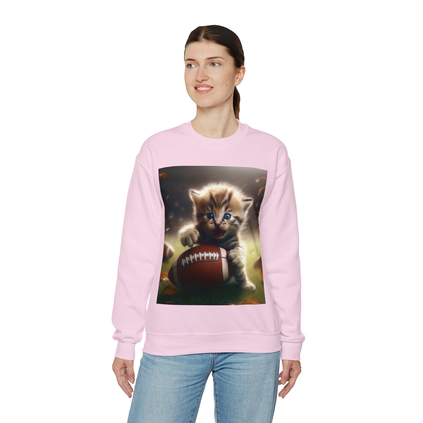 Football Kitten Touchdown: Tabby's Winning Play Sport Game - Unisex Heavy Blend™ Crewneck Sweatshirt