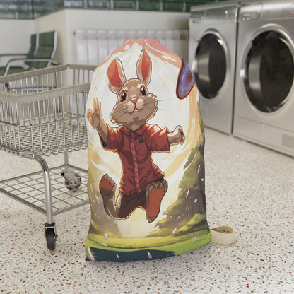 Disc Golf Rabbit: Bunny Aiming Frisbee for Basket Chain - Laundry Bag