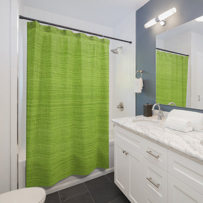 Lush Grass Neon Green: Denim-Inspired, Springtime Fabric Style - Shower Curtains