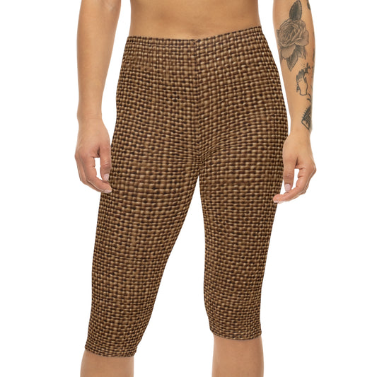 Brown Trouser, Women’s Capri Leggings (AOP)
