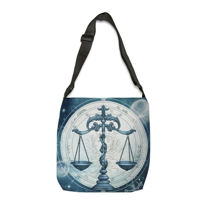 Blue Tones Libra Zodiac Cosmic Astro - Balanza y símbolos - Bolsa de mano ajustable (AOP) 