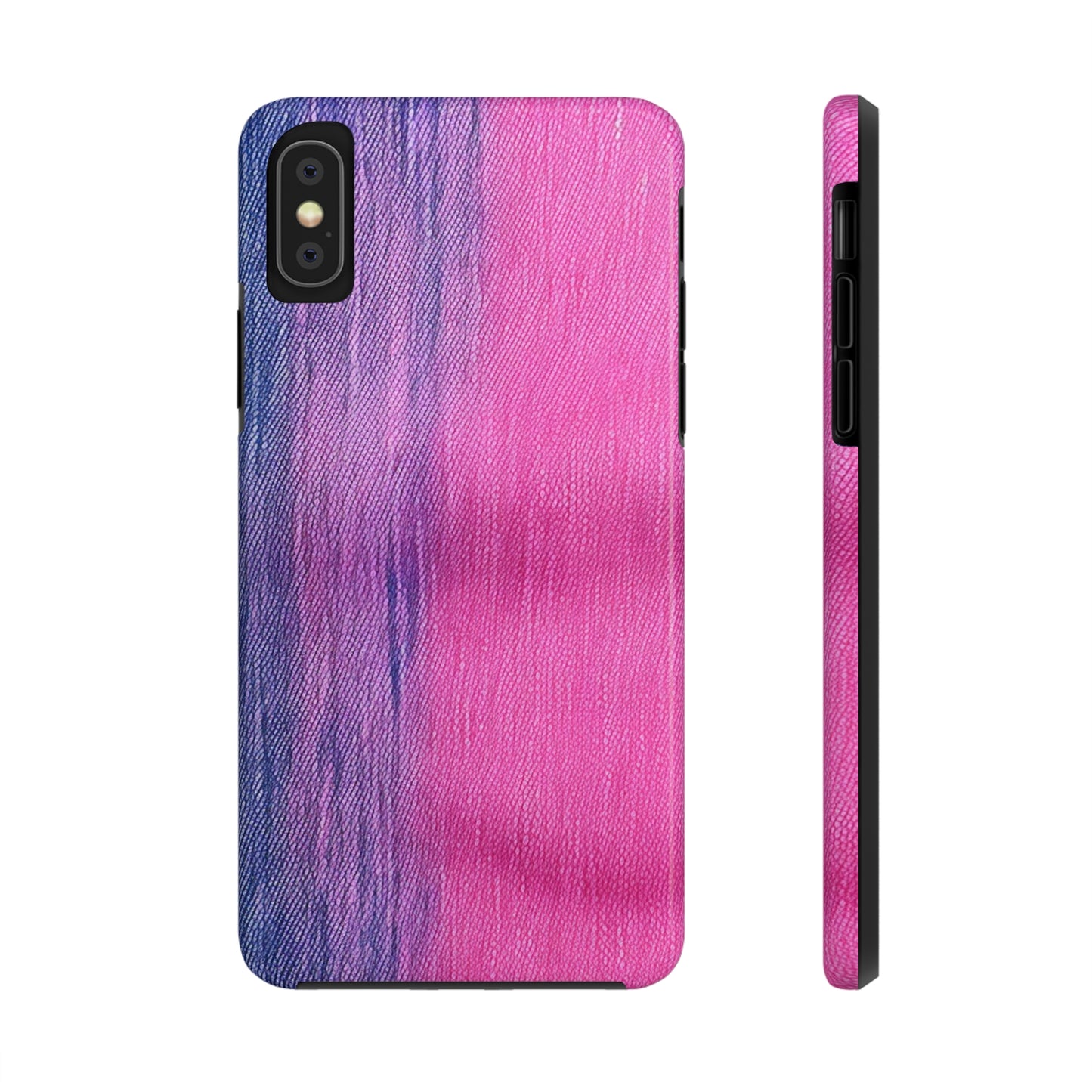 Dual Delight: Half-and-Half Pink & Blue Denim Daydream - Tough Phone Cases