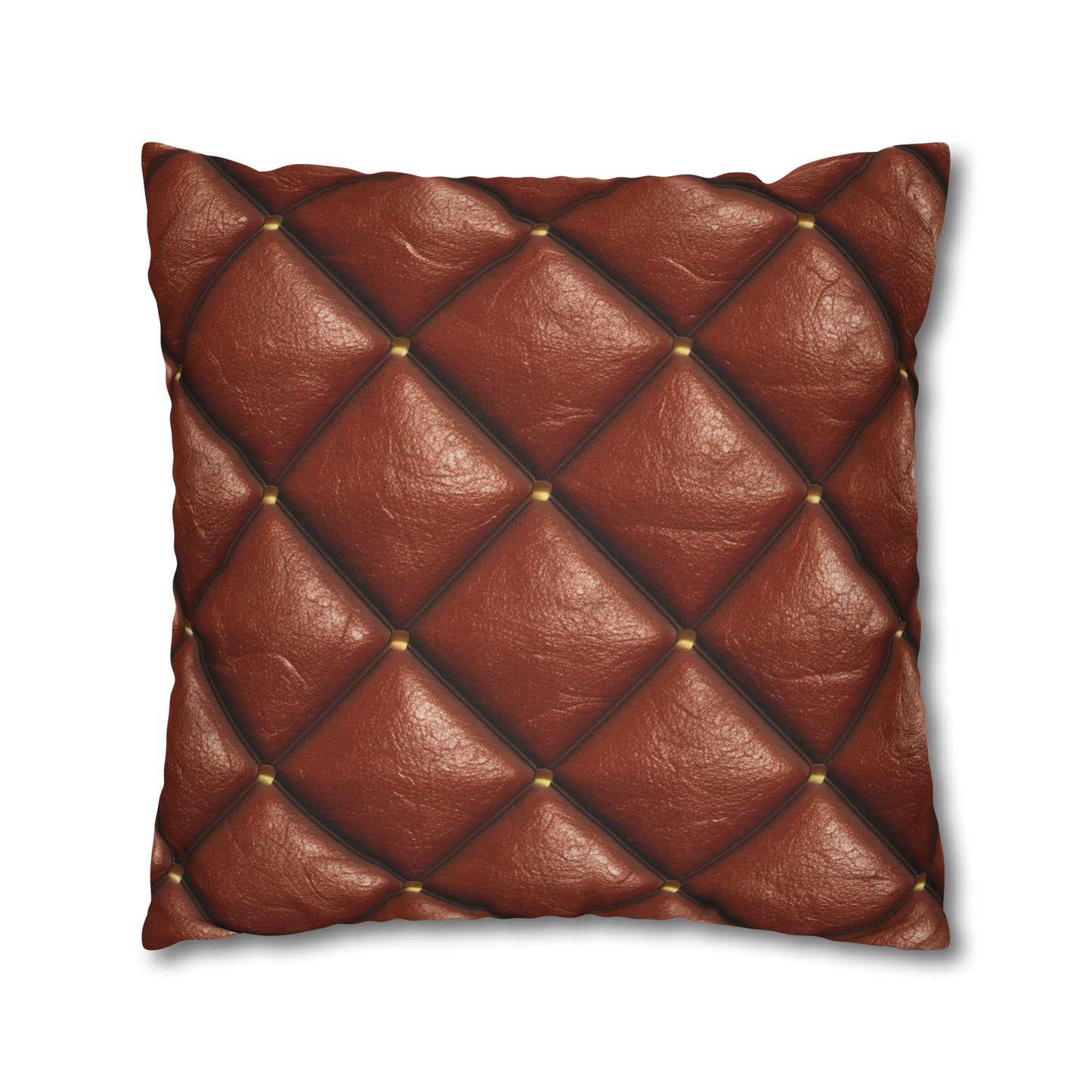 Brown Leather Cognac Pattern Rugged Durable Design Style - Spun Polyester Square Pillow Case