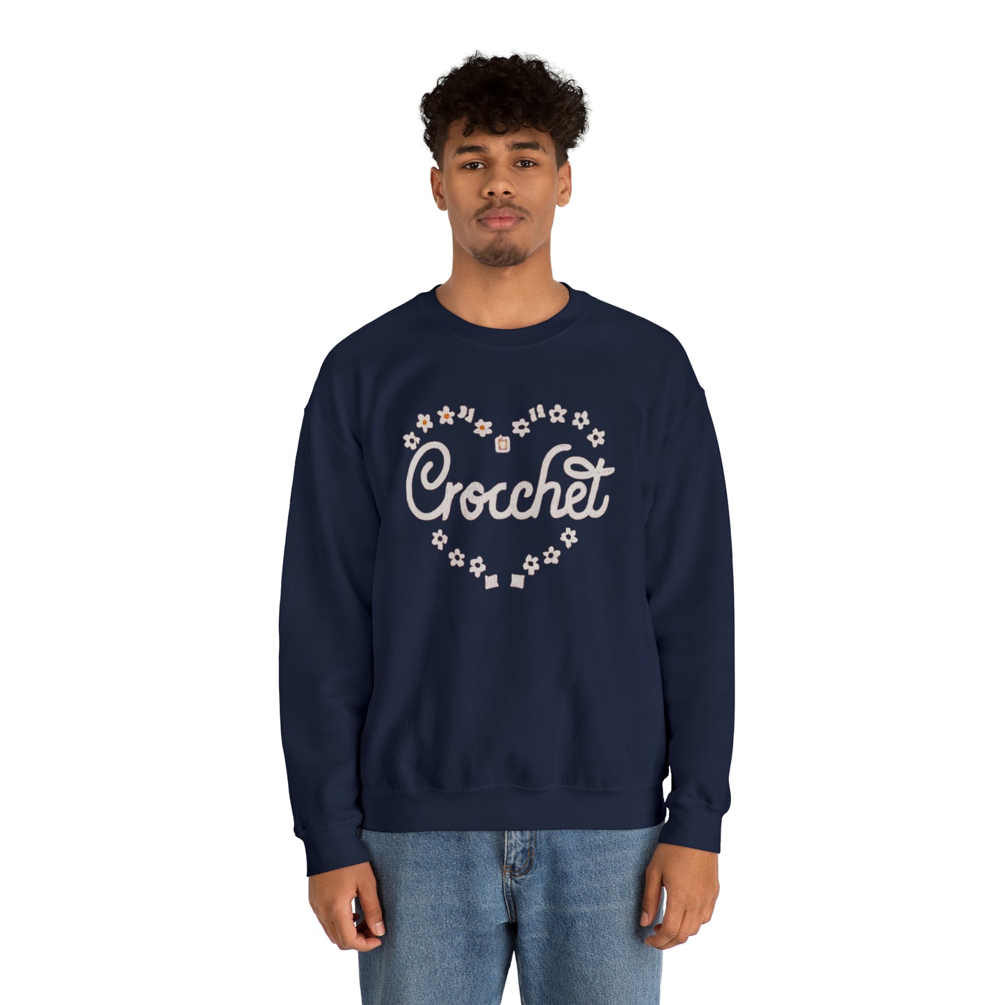 Crochet Heart Hobby Passion Gift Love Design - Sudadera unisex con cuello redondo Heavy Blend™ 