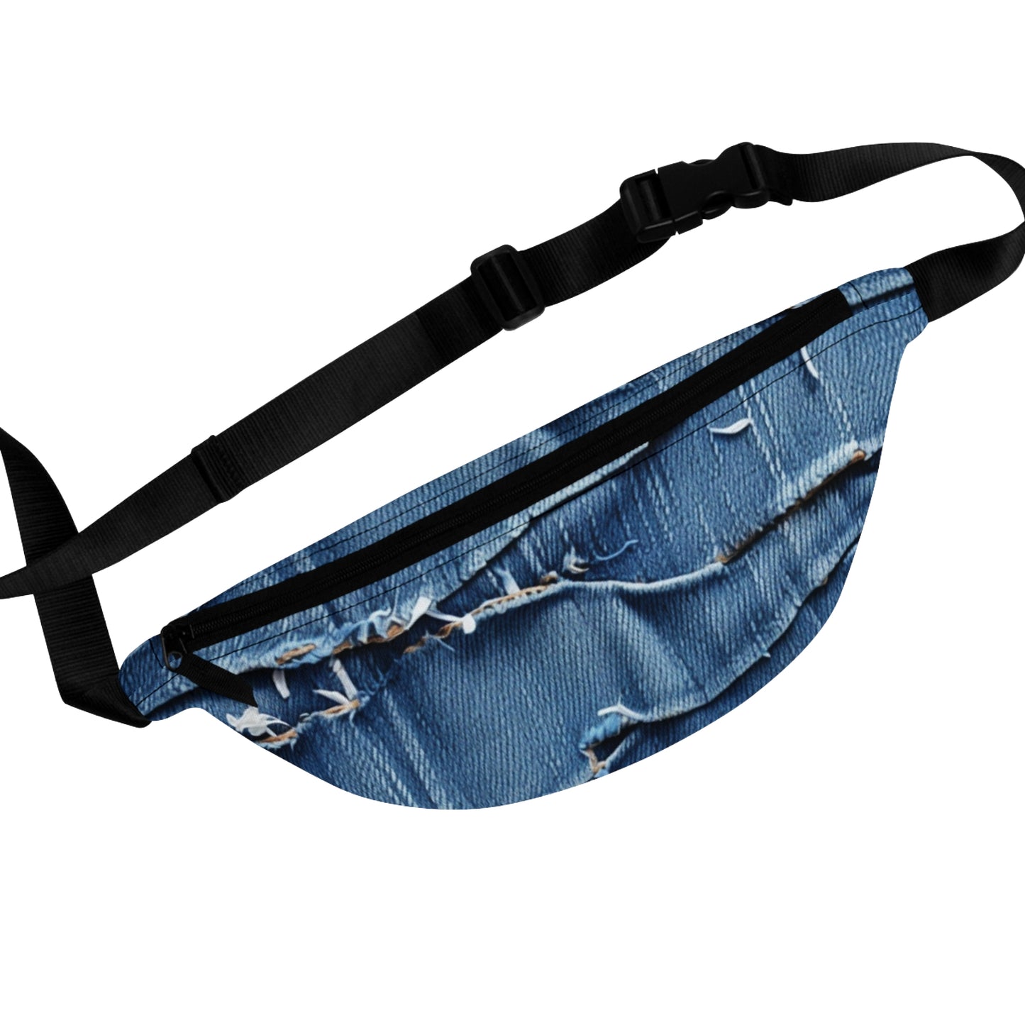 Denim desgastado azul medianoche: diseño resistente, rasgado y elegante - Fanny Pack 