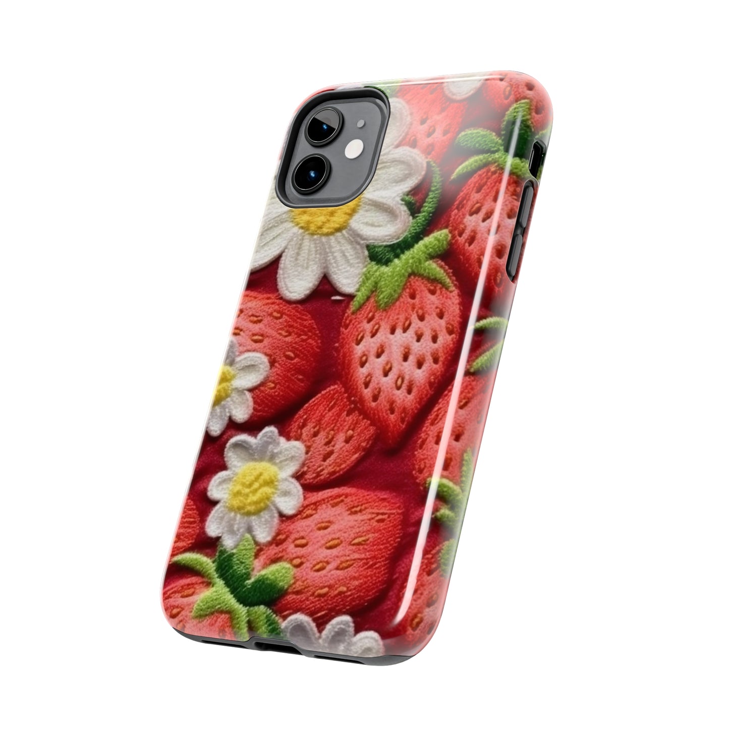 Strawberry Strawberries Embroidery Design - Fresh Pick Red Berry Sweet Fruit - Tough Phone Cases