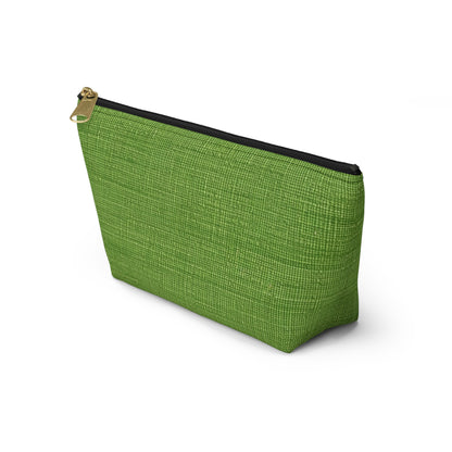 Olive Green Denim-Style: Seamless, Textured Fabric - Accessory Pouch w T-bottom