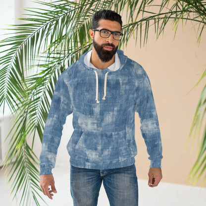 Azul descolorido descolorido: tela de estilo inspirada en la mezclilla - Sudadera con capucha unisex (AOP)