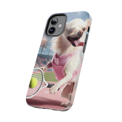 Chihuahua Tennis Ace: Dog Pink Outfit, Court Atheletic Sport Game - Tough Phone Cases