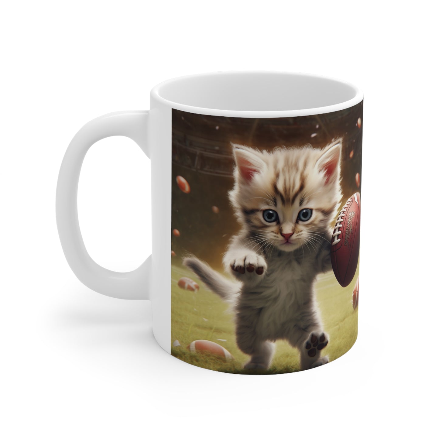 Football Kitty Fantasy: Feline Cat American Sport Quarterback - Ceramic Mug 11oz