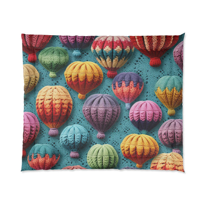 Crochet Hot Air Balloons Sky Travel Transport Scenic Style -  Bed Comforter