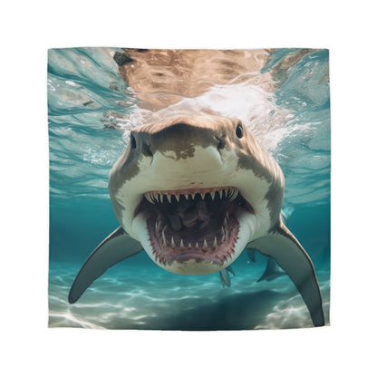 Bull Shark: River Monster Menace - Realistic Dark Water Predator - Microfiber Duvet Cover