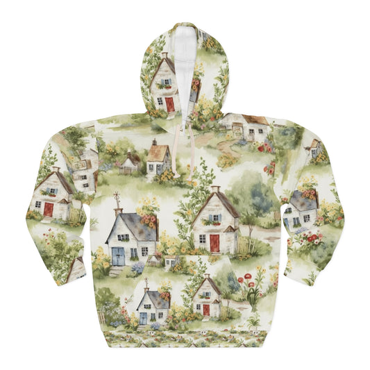 Cottagecore Classic House - Charming Rustic Grandmillenial Style - Eclectic Colors - Unisex Pullover Hoodie (AOP)