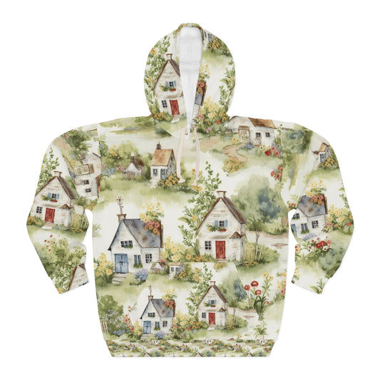 Cottagecore Classic House - Encantador estilo rústico grandmillenial - Colores eclécticos - Sudadera con capucha unisex (AOP)