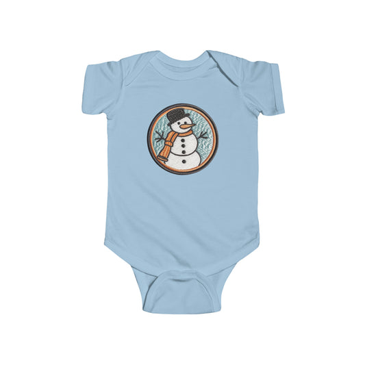 Snowman Embroidered Patch - Chenille Christmas Winter - Infant Fine Jersey Bodysuit