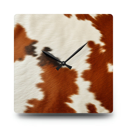 Hair Cowhide Leather Natural Design Tough Durable Rugged Style - Acrylic Wall Clock