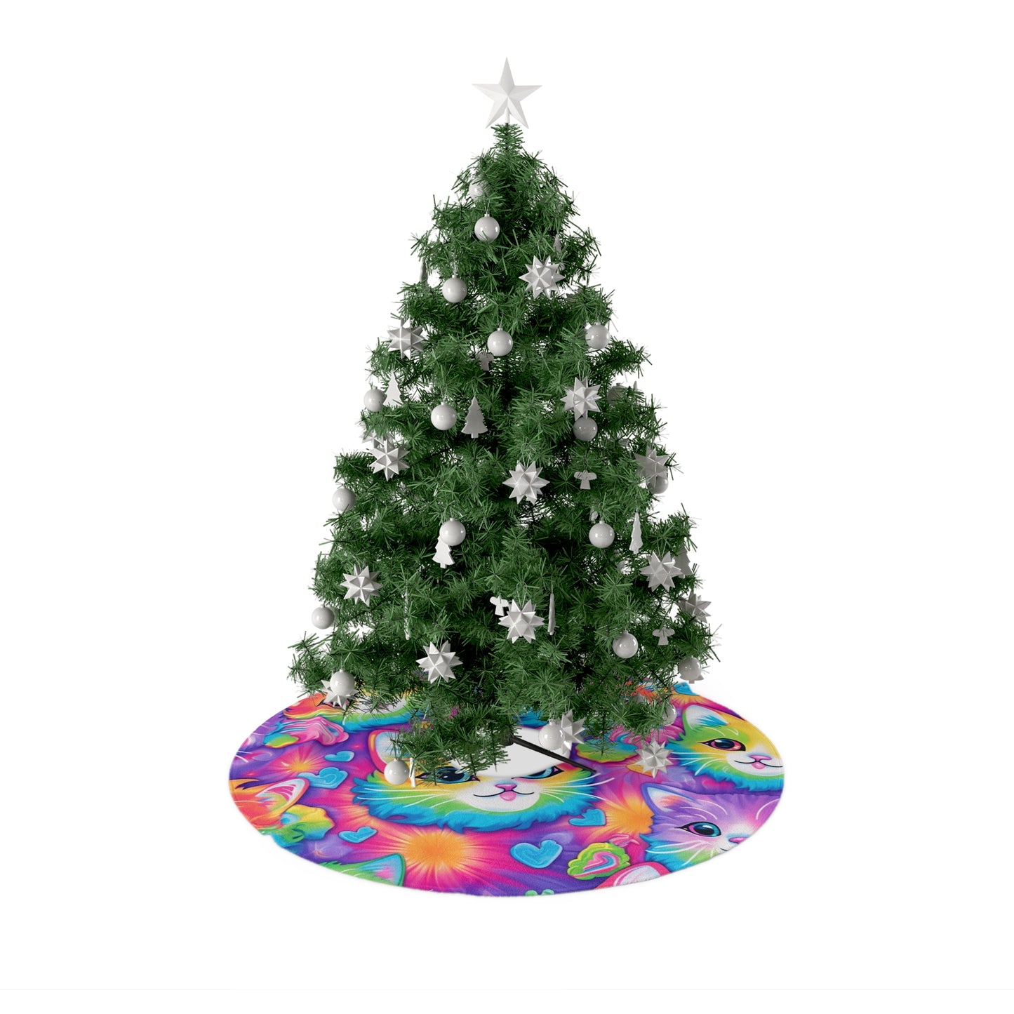 Happy Kitten & Cat Design - Vivid, Colorful & Eye-Catching - Christmas Tree Skirts