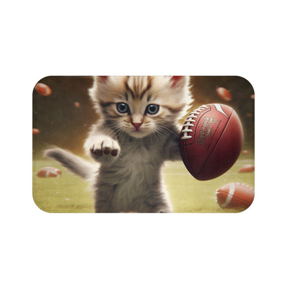 Football Kitty Fantasy: Feline Cat American Sport Quarterback - Alfombra de baño