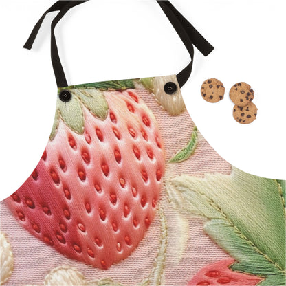 Red Berry Strawberries - Embroid Fruit - Healthy Crop Feast Food Design - Apron (AOP)