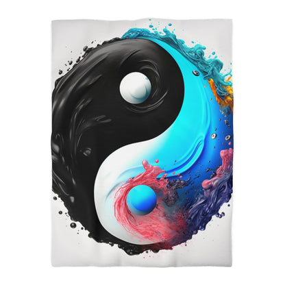 Yin Yang Symbol, Colorful Paint Style - Artistic Decor - Microfiber Duvet Cover