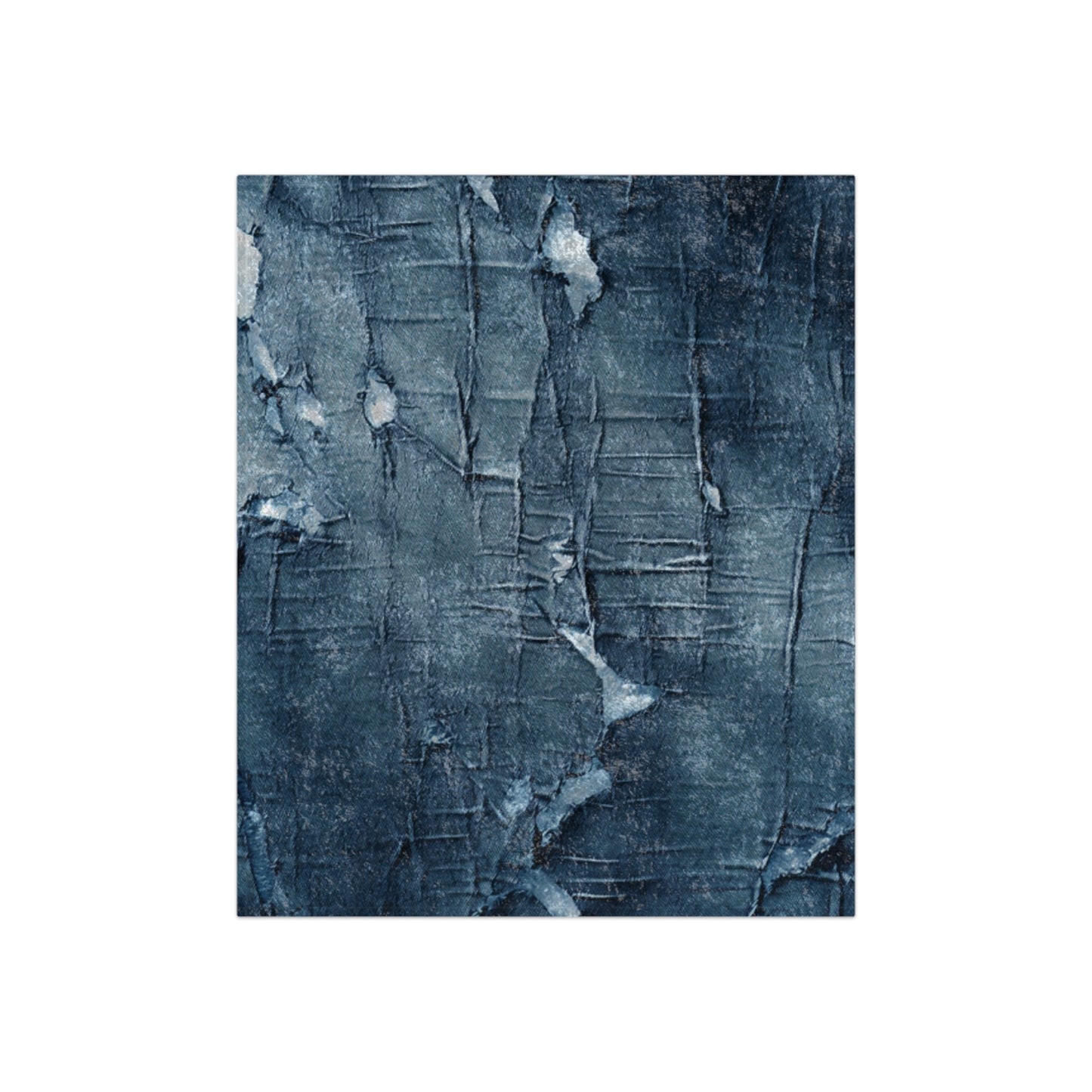 Distressed Blue Denim-Look: Edgy, Torn Fabric Design - Crushed Velvet Blanket