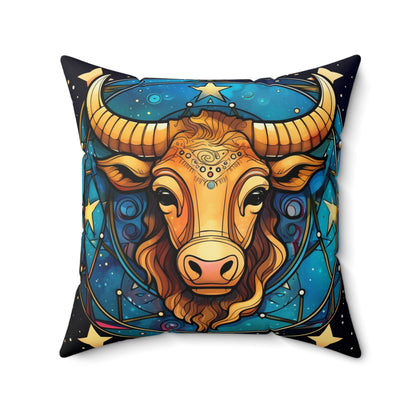 Taurus Constellation Zodiac Sign Astrology Cosmic Art - Spun Polyester Square Pillow