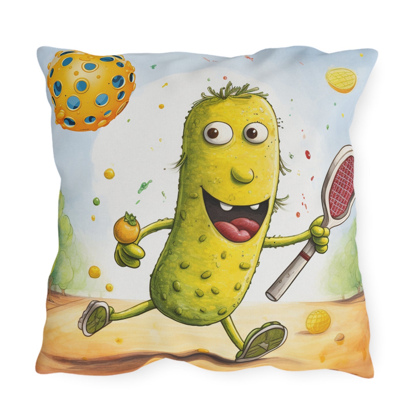 Pickleball Play: Pickle Sport Action Game, Fast Dink Ball - Outdoor Pillows