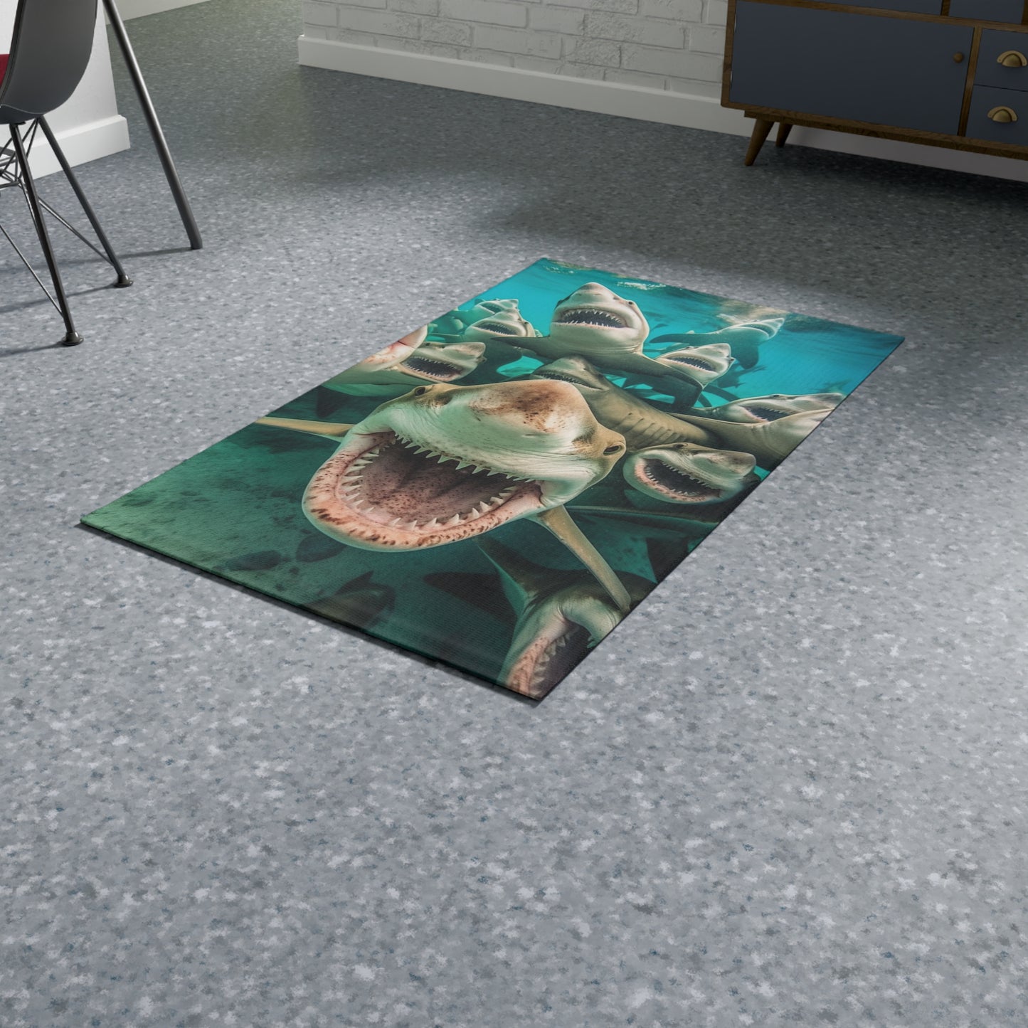 Laughing Lemon Sharks: Joyful Sea Jaws Ocean Deep - Dobby Rug