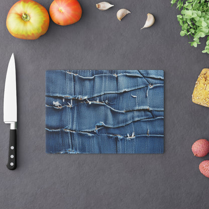 Midnight Blue Distressed Denim: Rugged, Torn & Stylish Design - Cutting Board