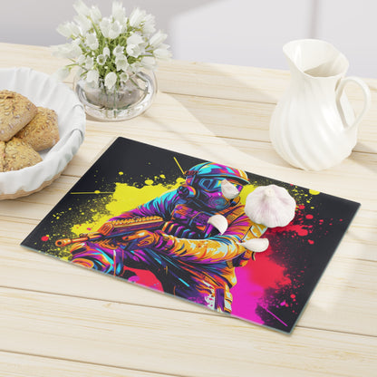 Paintball Action Sport: Player in Battle, Paint Splatter - Cutting Board