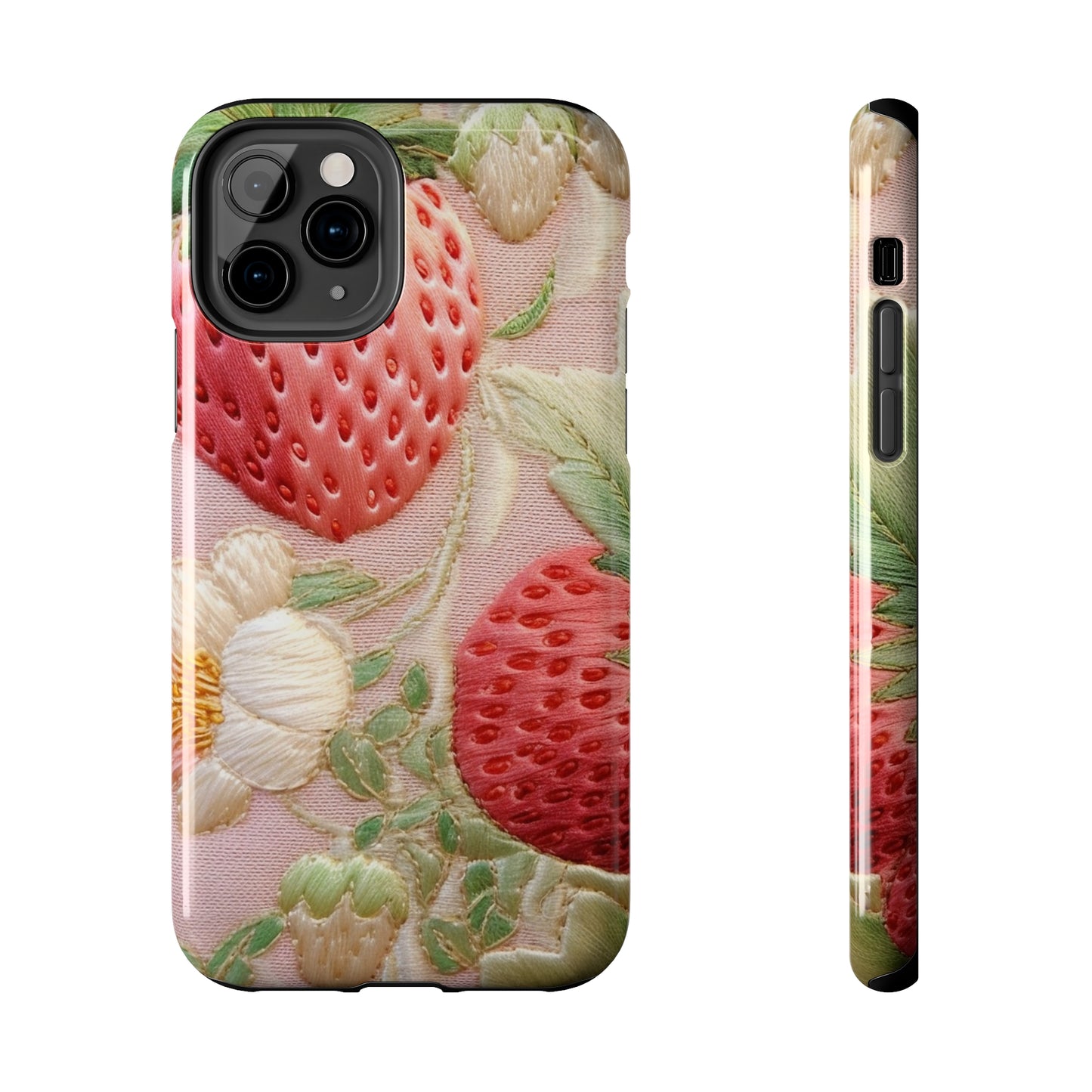 Red Berry Strawberries - Embroid Fruit - Healthy Crop Feast Food Design - Tough Phone Cases